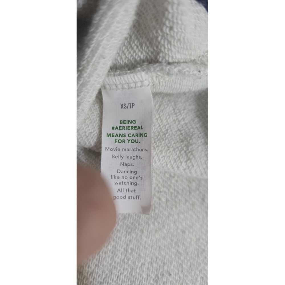 Aerie Prep Rally Rugby Sweatshirt Blue White Striped Oversized XS Pullover EUC - Picture 7 of 8